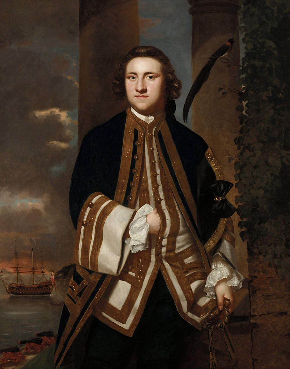 "Portræt af kaptajn George Edgecumbe (1720-1795) med 