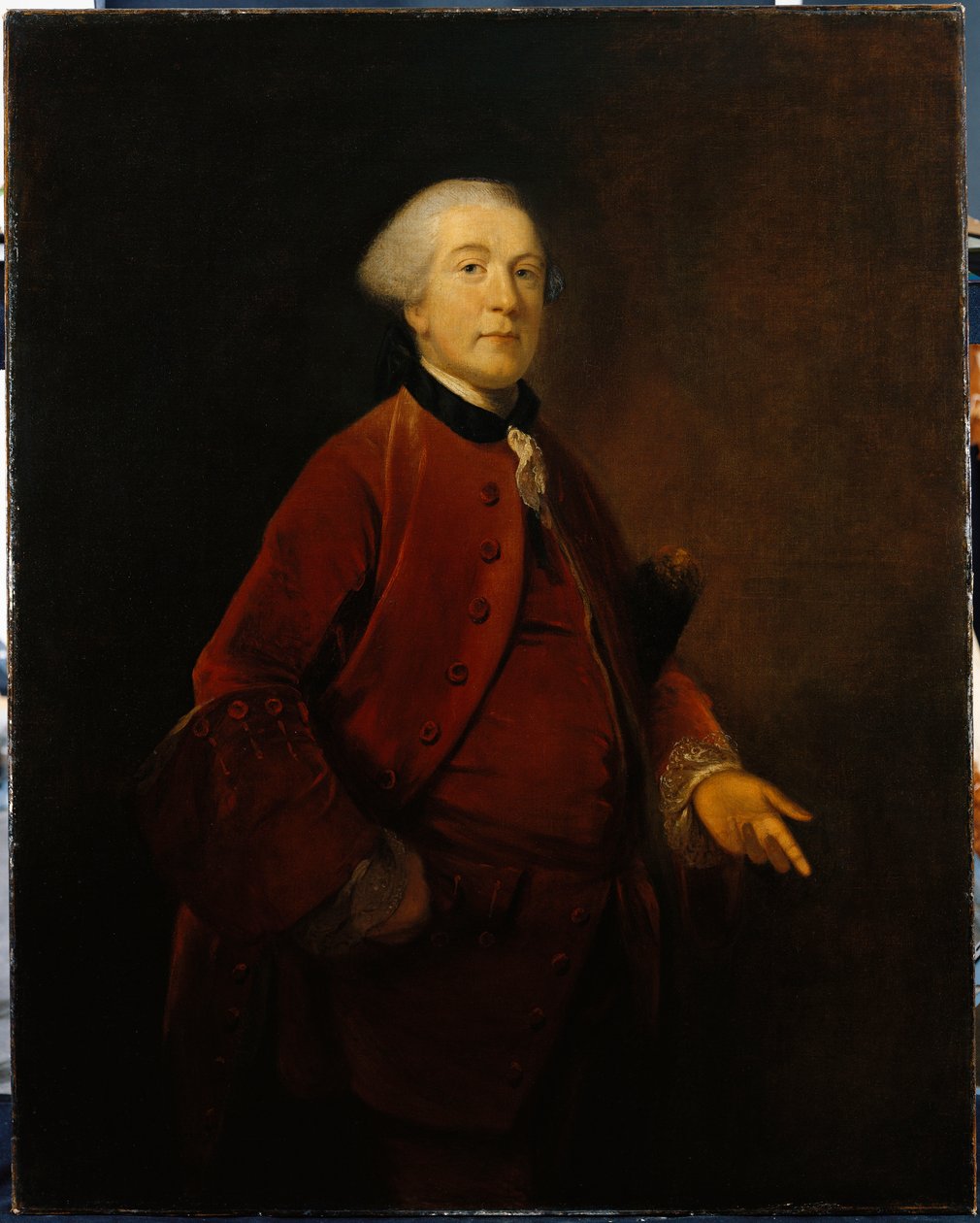 Portræt af George Ashby, stående, trekvart længde, iført jakke og vest af Joshua Reynolds