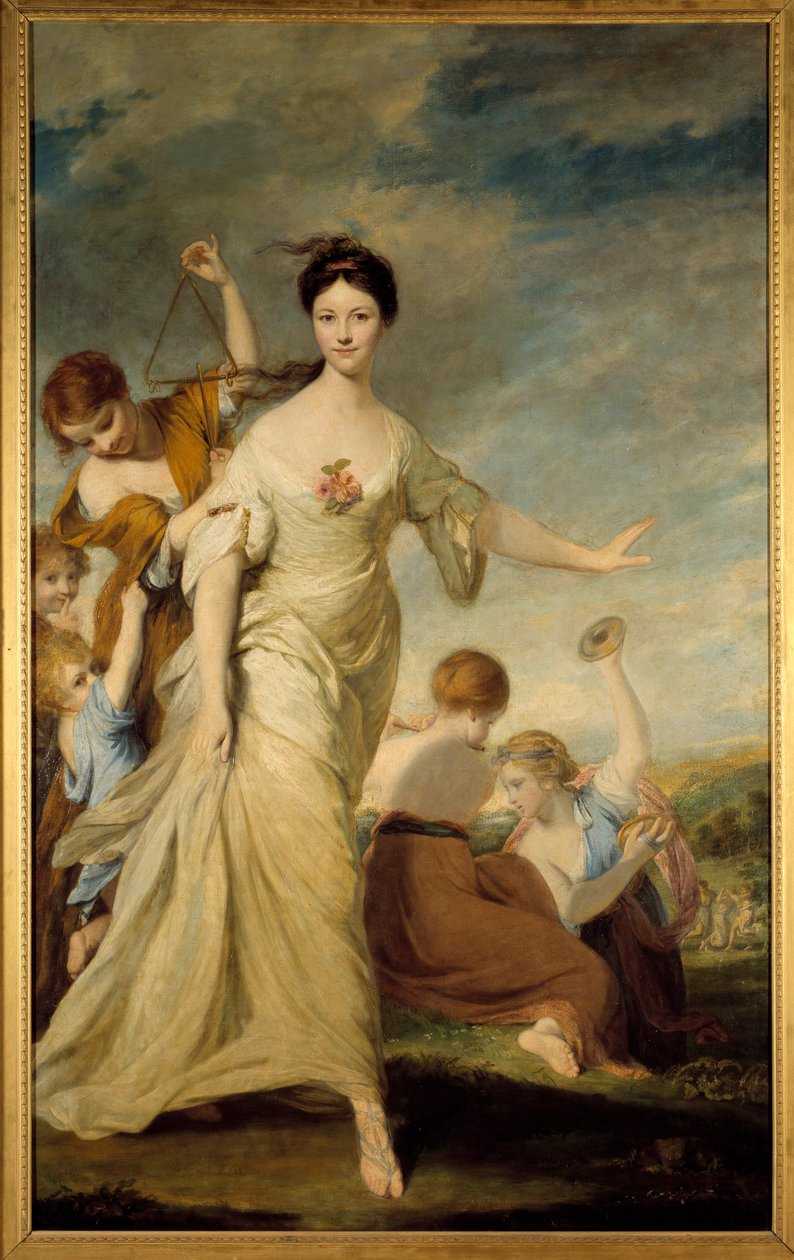 Portræt af Madame Hale i Euphrosyn Madame John Hale fortolker Euphrosyn, glædens nåde i græsk mytologi. Maleri af Joshua Reynolds (1723-1792) 1762-1764. Svag. 236 x 146 cm. Privat samling - Fru Hale som Euphrosyne. 1776. Olie på lærred. Leeds af Joshua Reynolds