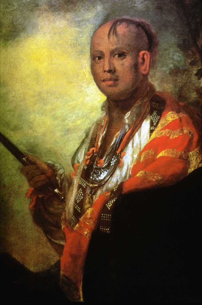 Portræt af Syacaust Ukah, leder af Cherokee-stammen af Joshua Reynolds