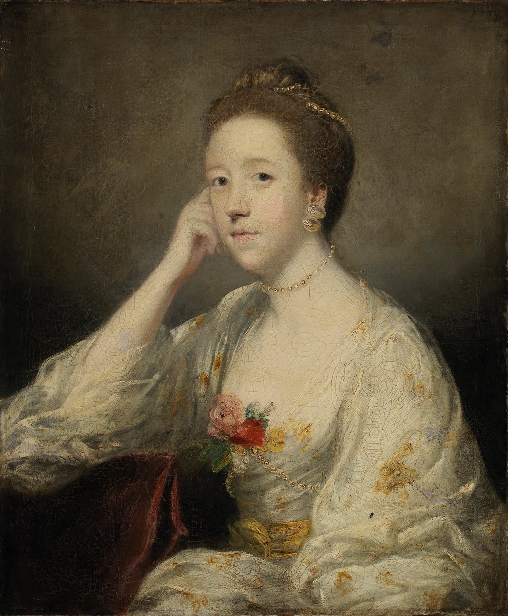 Portræt af en dame i hvidt af Joshua Reynolds
