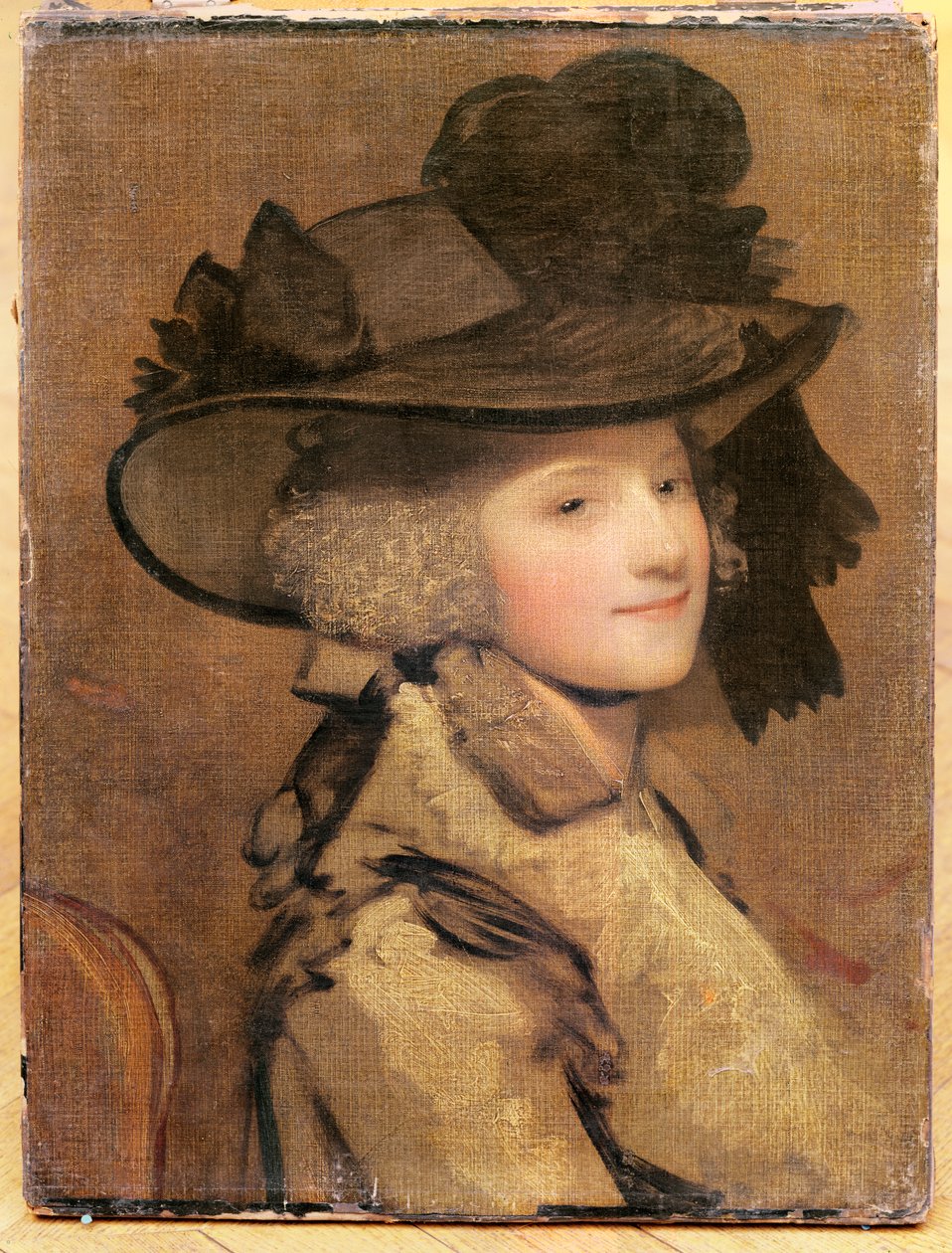 Portræt af en kvinde i en sort hat af Joshua Reynolds