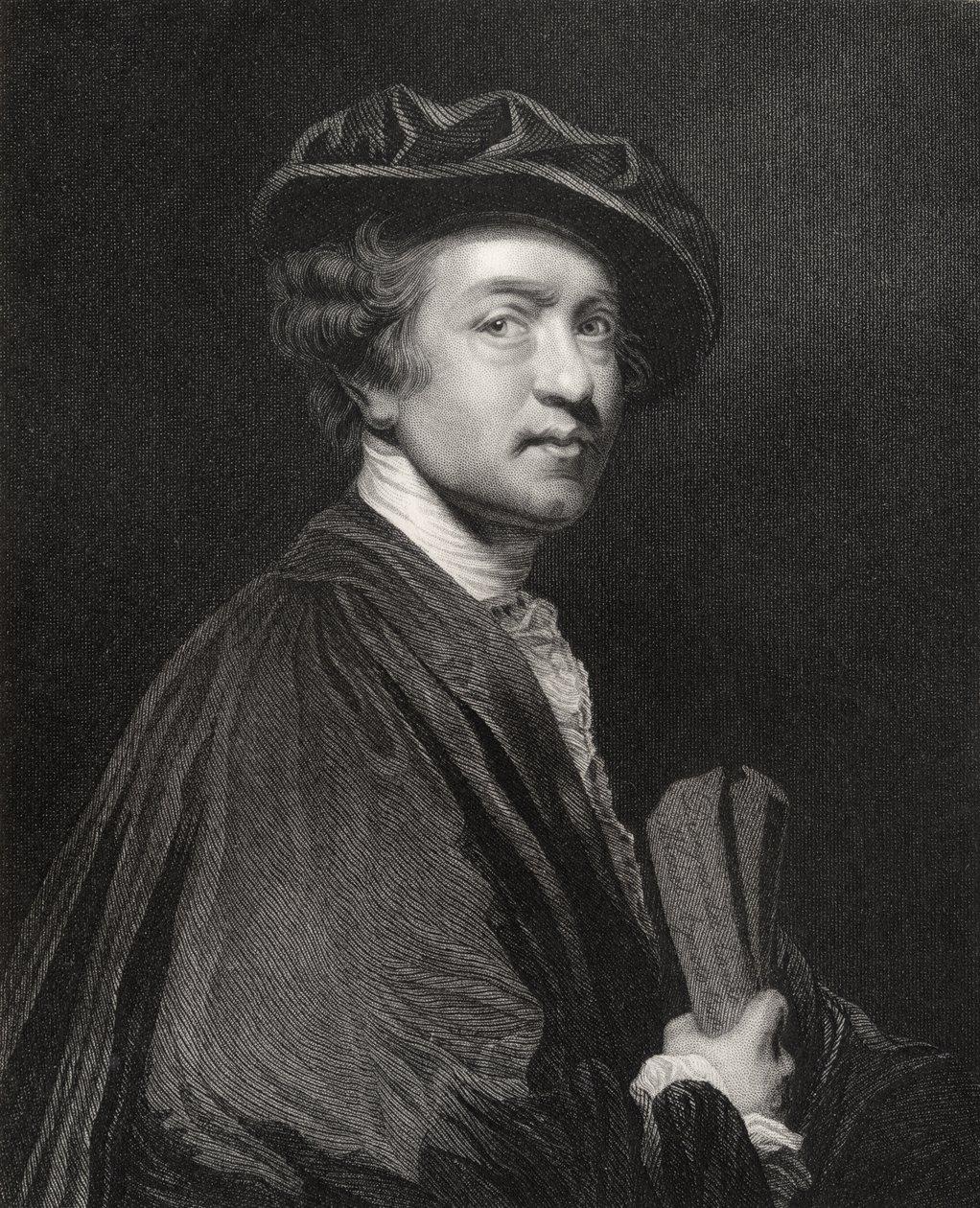 Sir Joshua Reynolds, graveret af J. Cochran, fra "National Portrait Gallery, volume V", udgivet ca. 1835 (litografi) af Joshua Reynolds