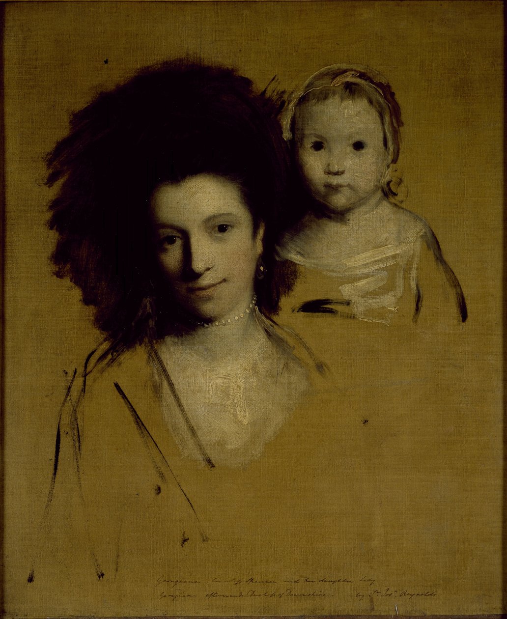 Studier af Georgiana, hertuginde af Devonshire og hendes datter Lady Georgiana Cavendish (olie på lærred) af Joshua Reynolds