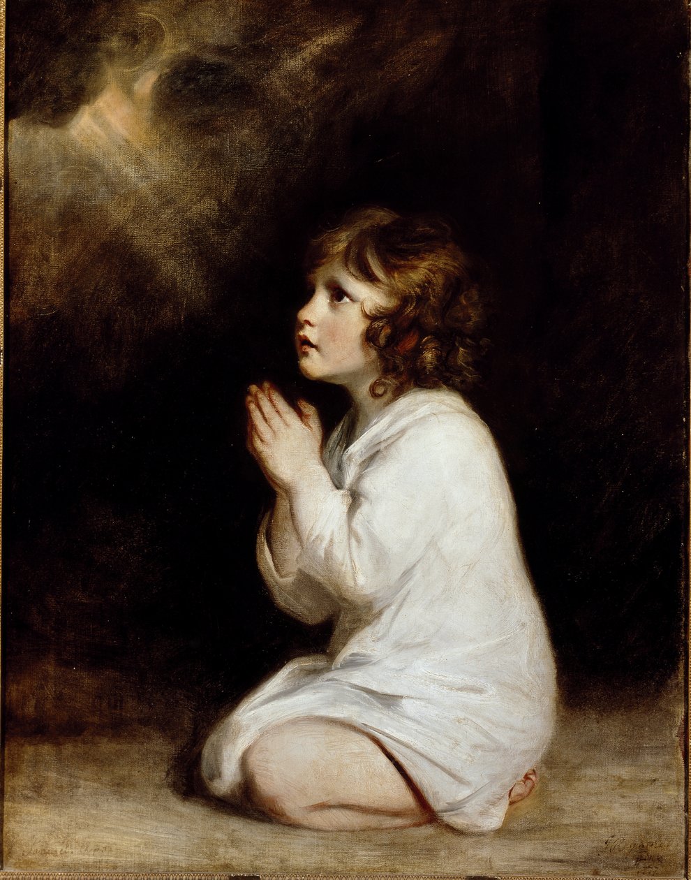 Spædbarnet Samuel, i bøn (olie på lærred af Joshua Reynolds