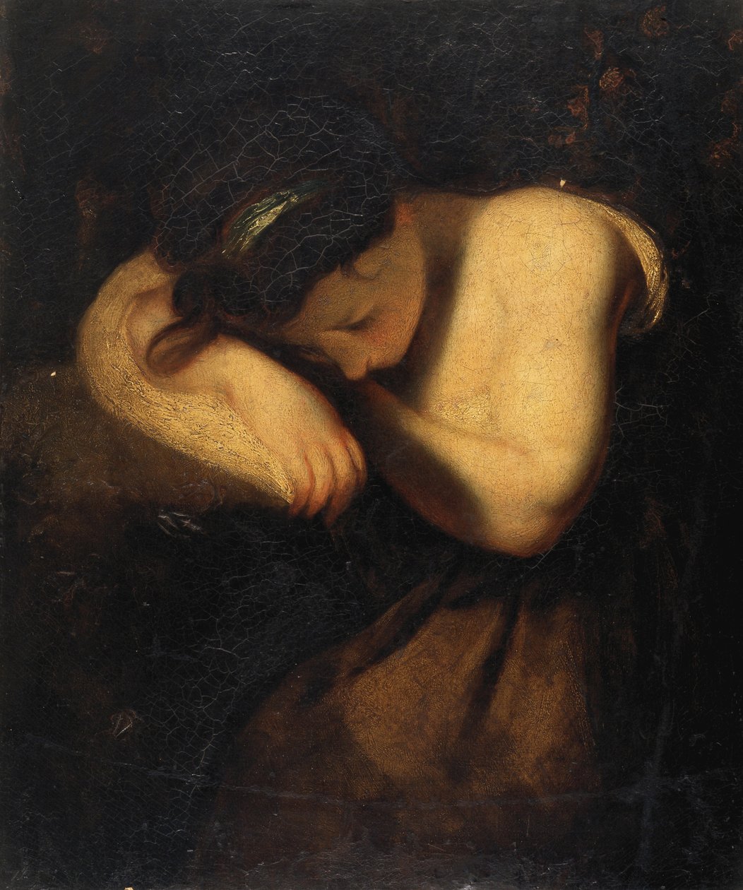 Ung pige sover (olie på lærred) af Joshua Reynolds