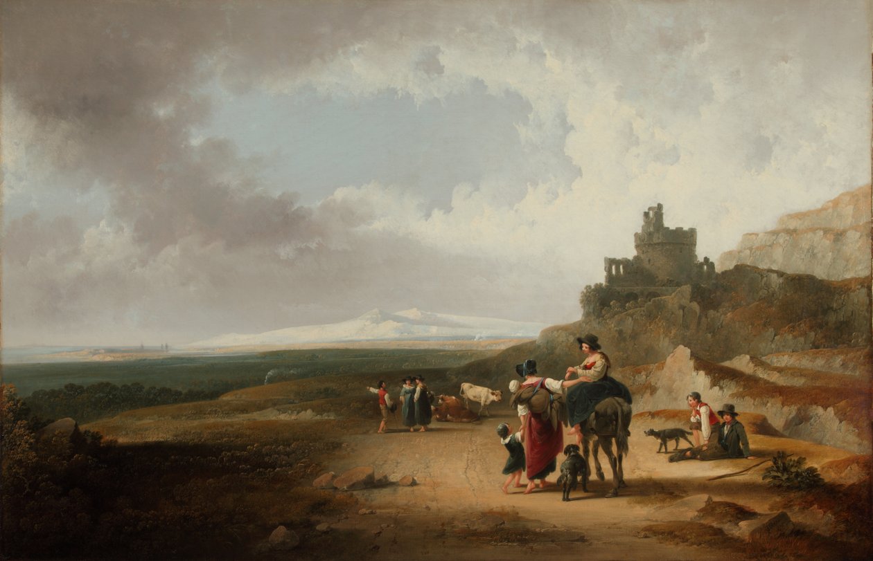 Romantisk landskab 1835 (Olie på lærred) af Joshua Shaw