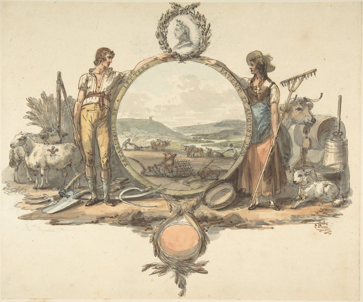 Design til en frontispice, ca. 1793. af Josiah Boydell