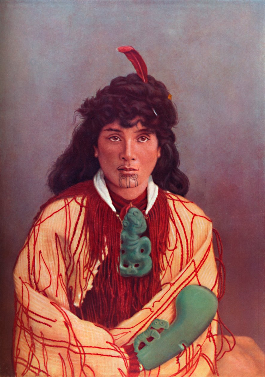 En maori-dame i fuld kjole, 1902 af Josiah Martin