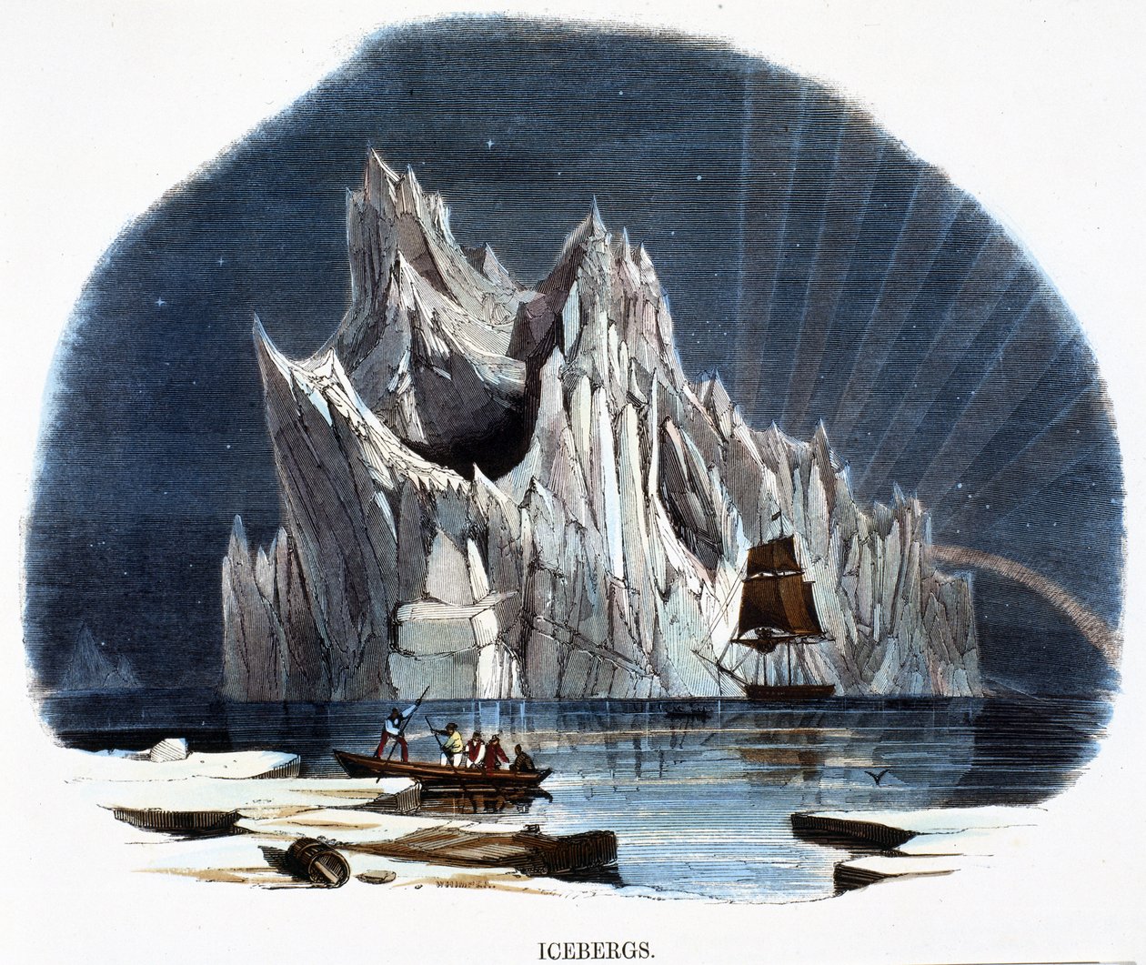 Isbjerge, fra Phenomena of Nature, 1849 af Josiah Wood Whymper
