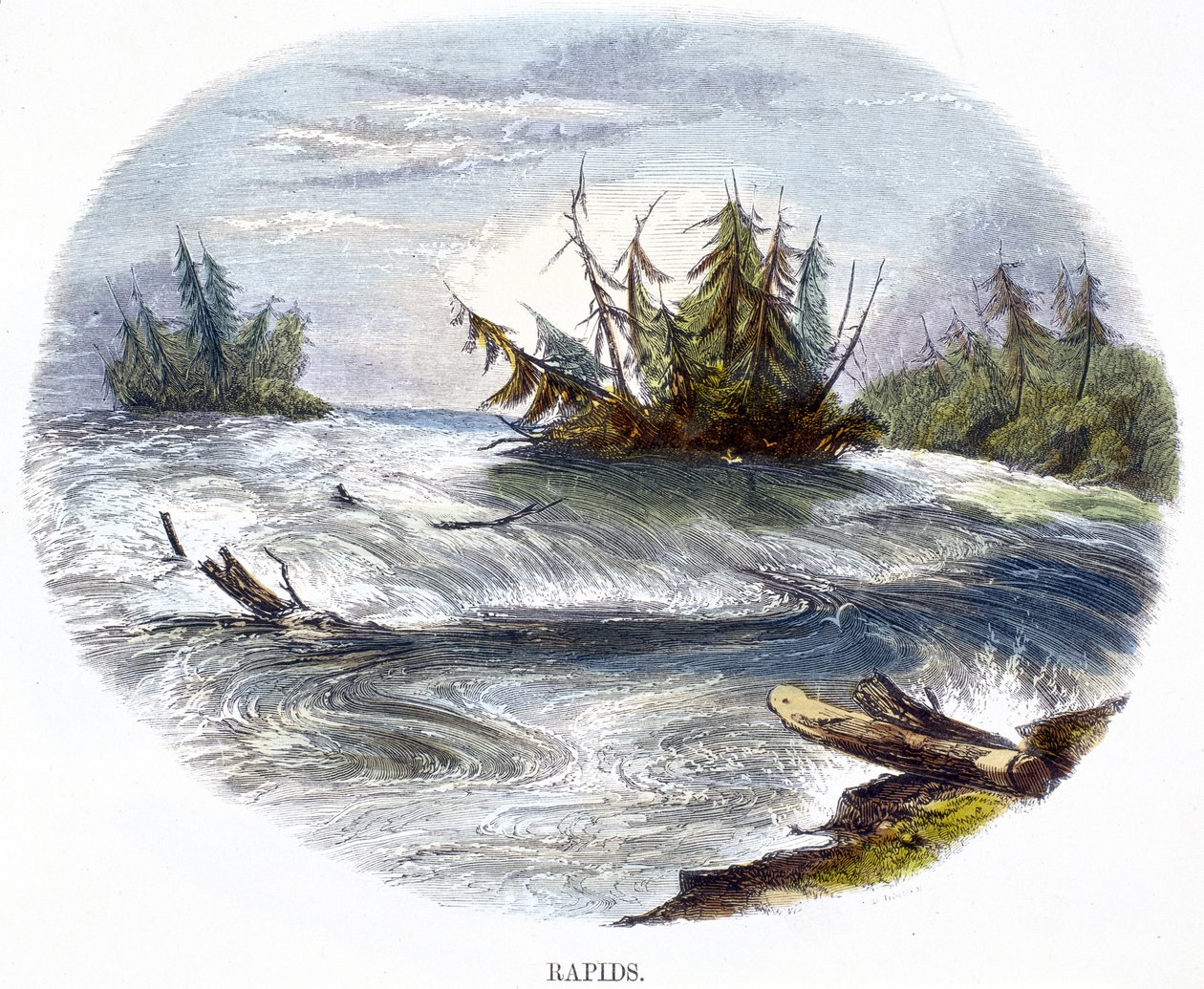 Rapids, fra Phenomena of Nature, 1849 af Josiah Wood Whymper