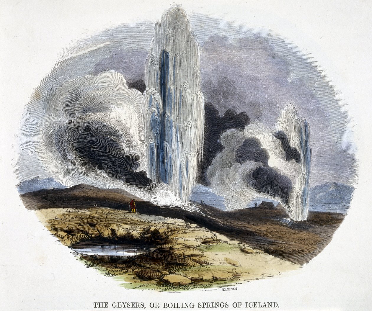 Gejserne eller Islands kogende kilder fra Phenomena of Nature, 1849 af Josiah Wood Whymper
