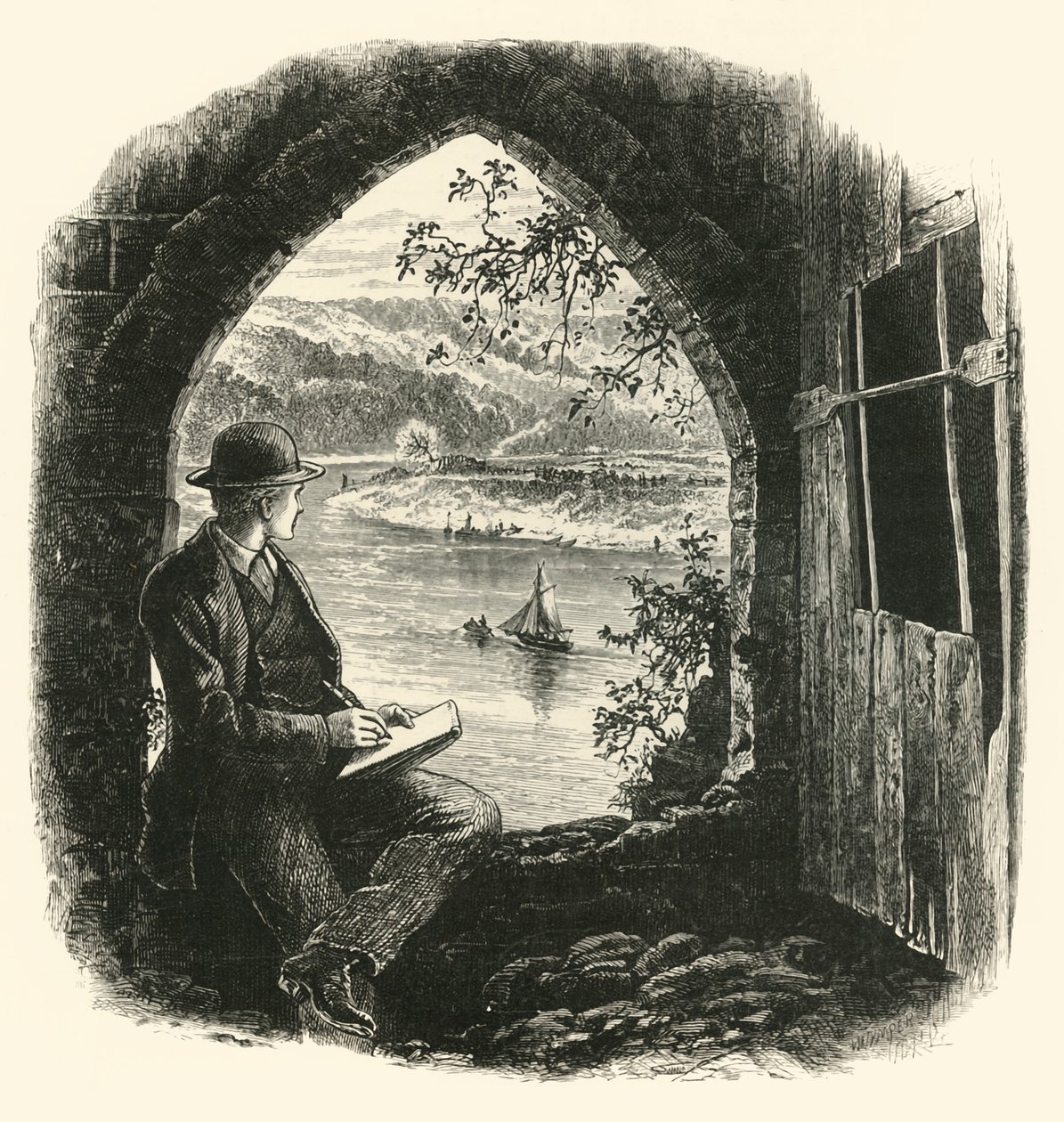 The Wye, fra Chepstow Castle, 1870