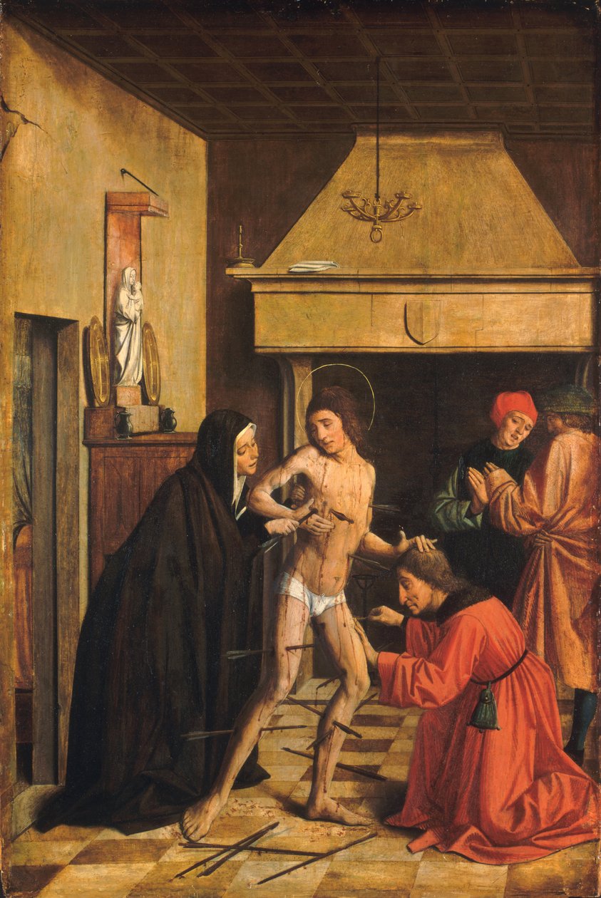 Saint Sebastian helbredt af Irene af Josse Lieferinxe