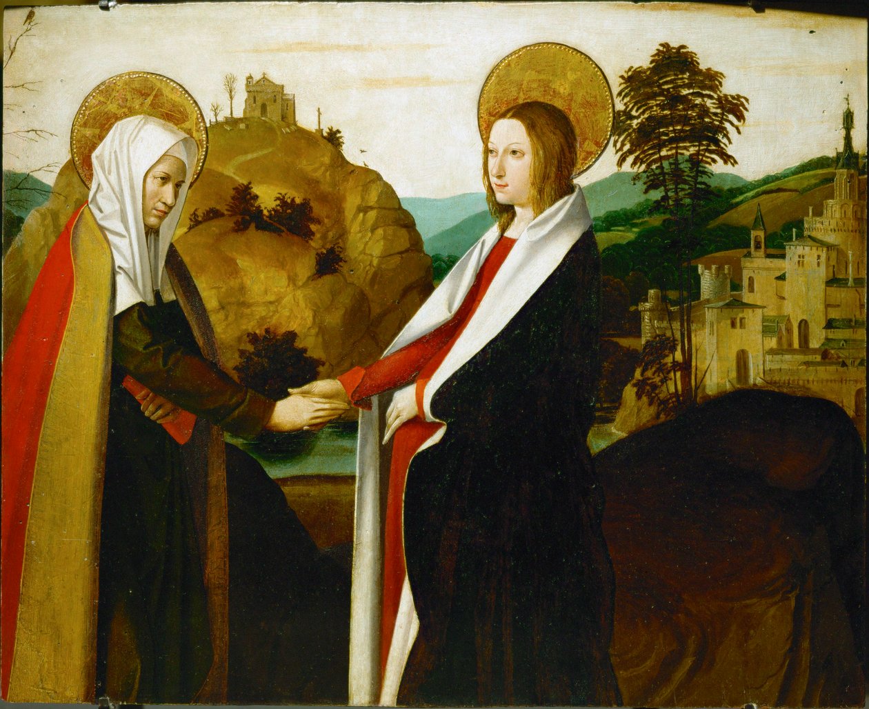 Besøgelsen (maleri på træ) af Josse (fl.1493-1508) Lieferinxe