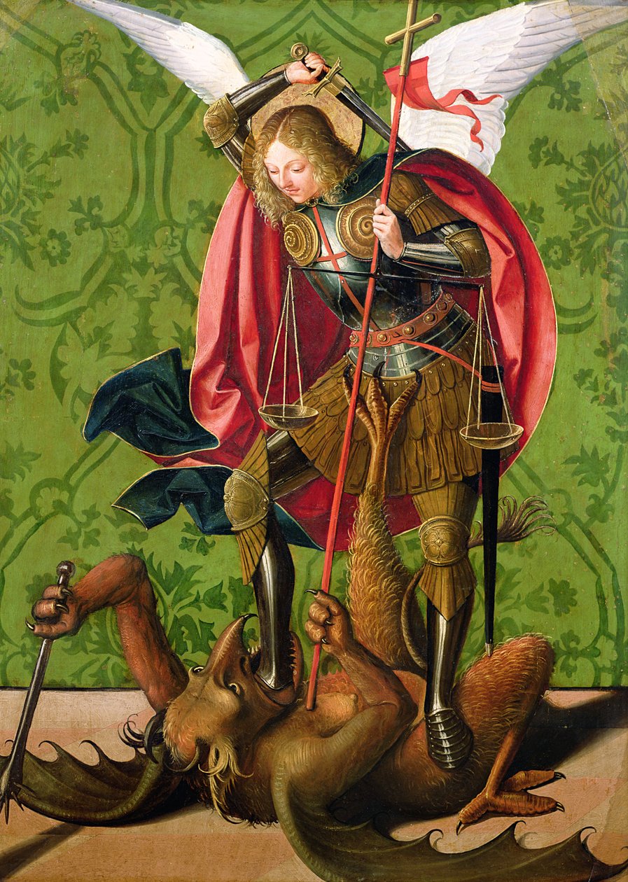 St. Michael, der dræber dragen af Josse Lieferinxe