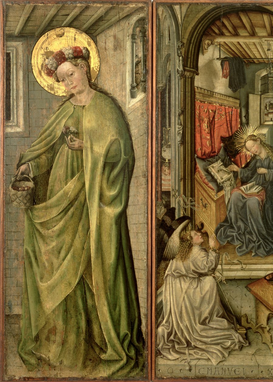 St. Dorothy, venstre panel af polyptykon (panel) af Jost Amman
