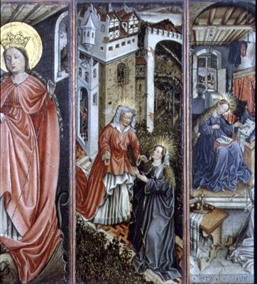 Visitation, midterste højre panel af polyptykon (panel) af Jost (attr. to) Amman