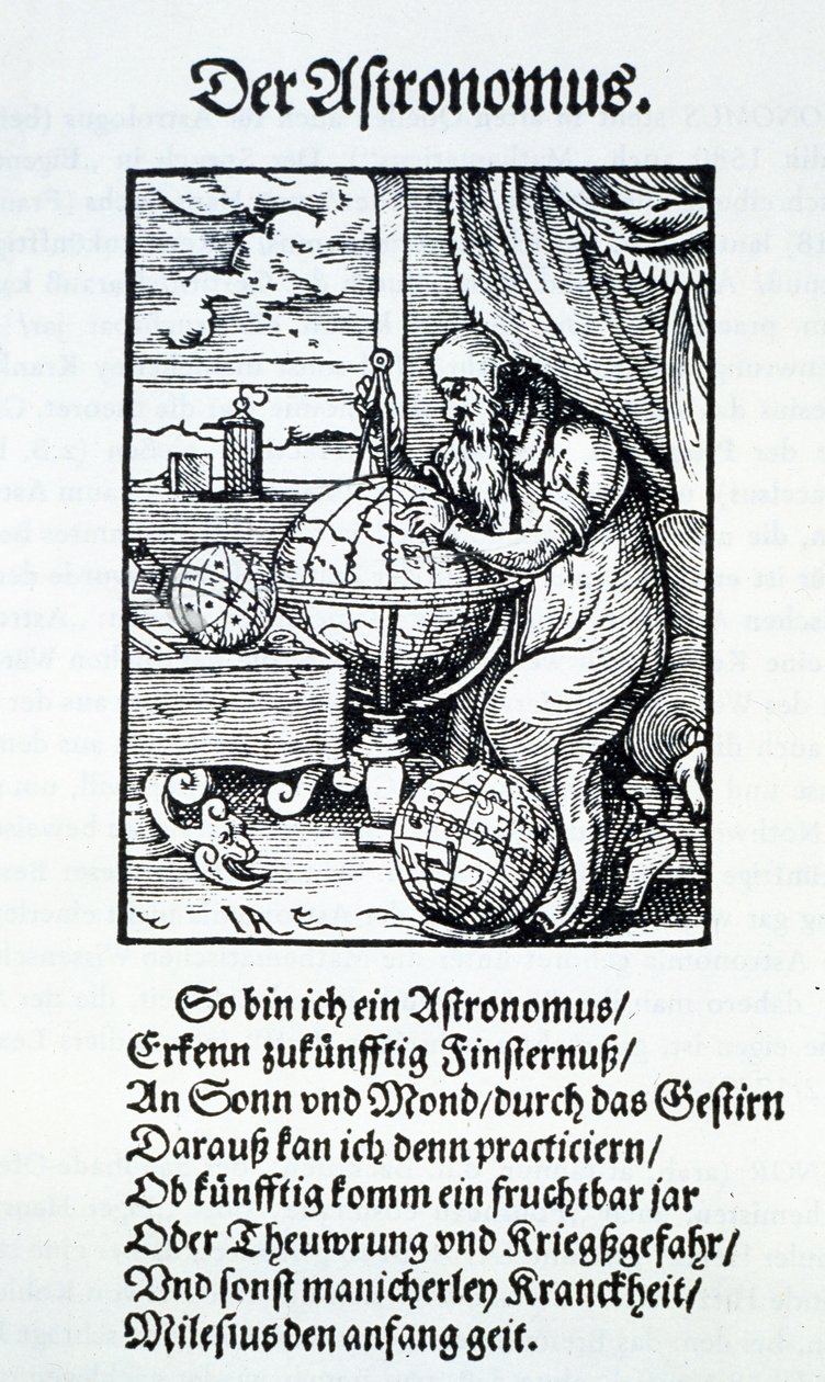 En astronom med et vers af Hans Sachs, pub. Frankfurt 1568 af Jost Amman