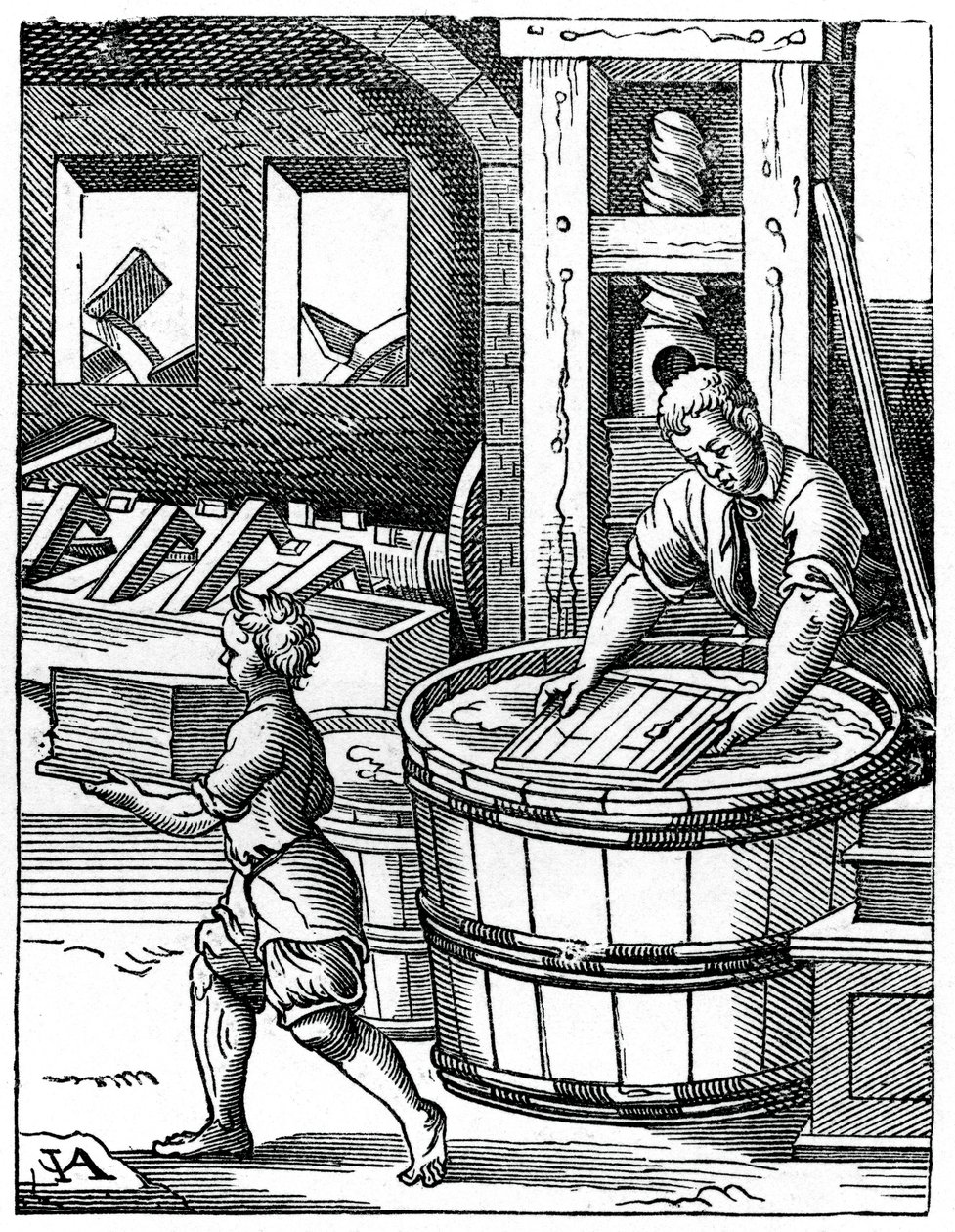 Papirmageren, 1500-tallet, 1870 af Jost Amman