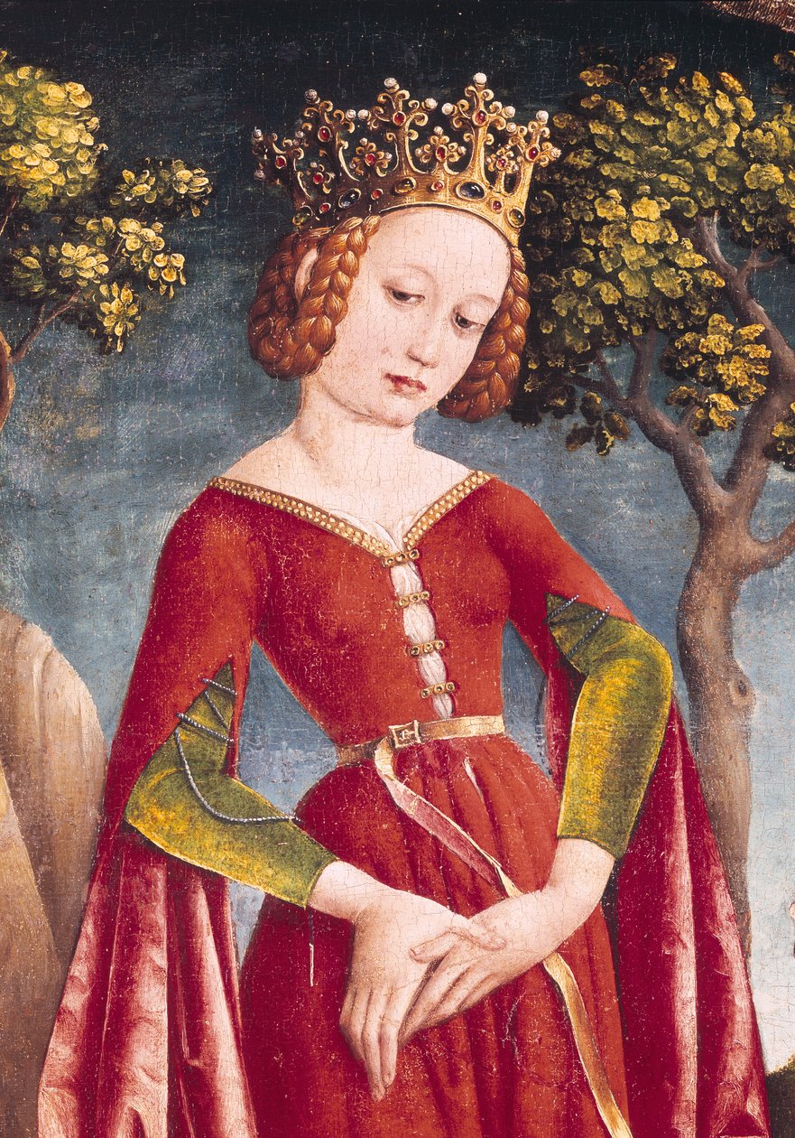 St. George and the Dragon, detalje af prinsessen, ca. 1445-50 af Jost Haller