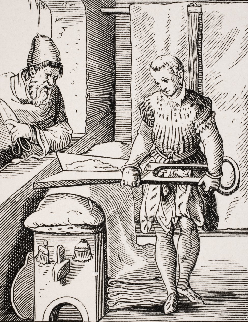 Klædefabrikant, reproduktion af træsnit fra det 16. århundrede, 19. århundrede af Jost (after) Amman