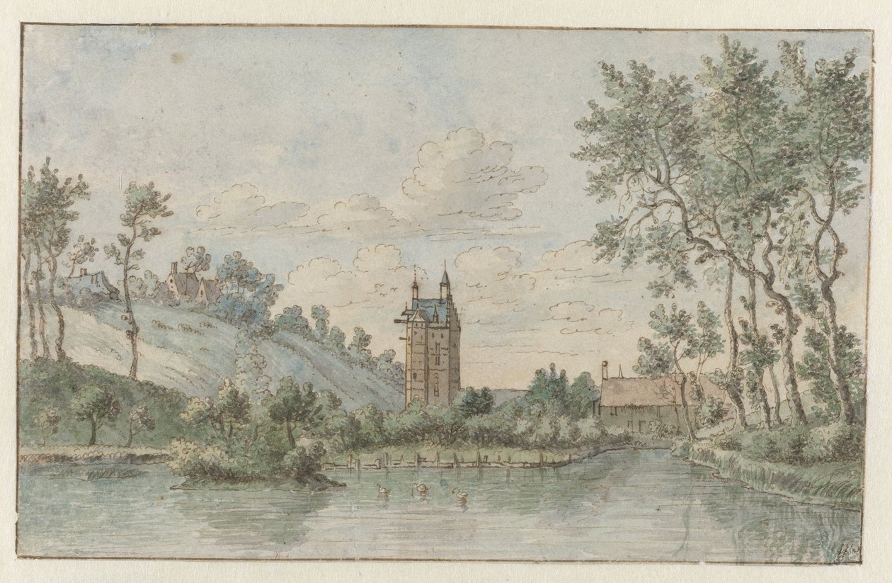 Landskab med Huis Kluys, nær Bruxelles af Josua de Grave (attributed to)