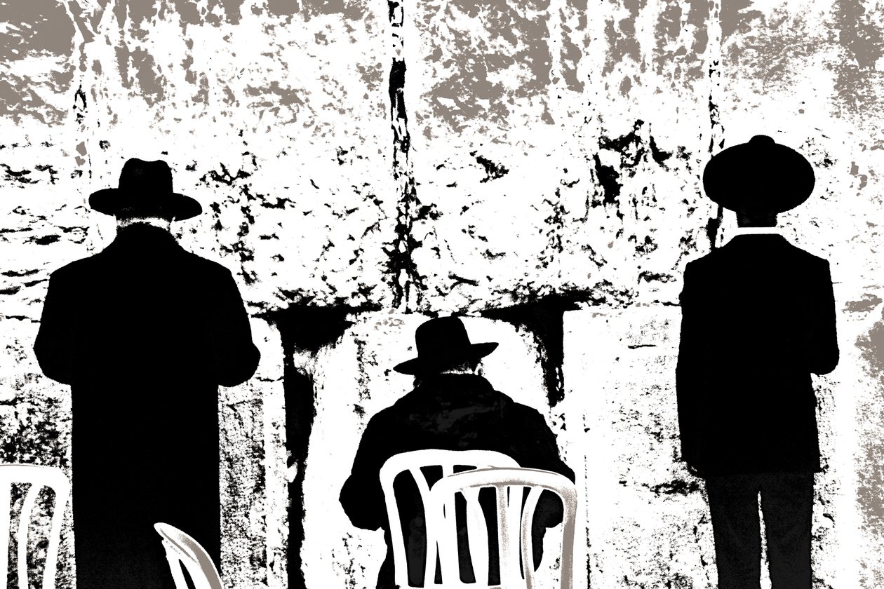 Dovening, fra serien Tuesday at the Wailing Wall, 2016 (fotografi) af Joy Lions