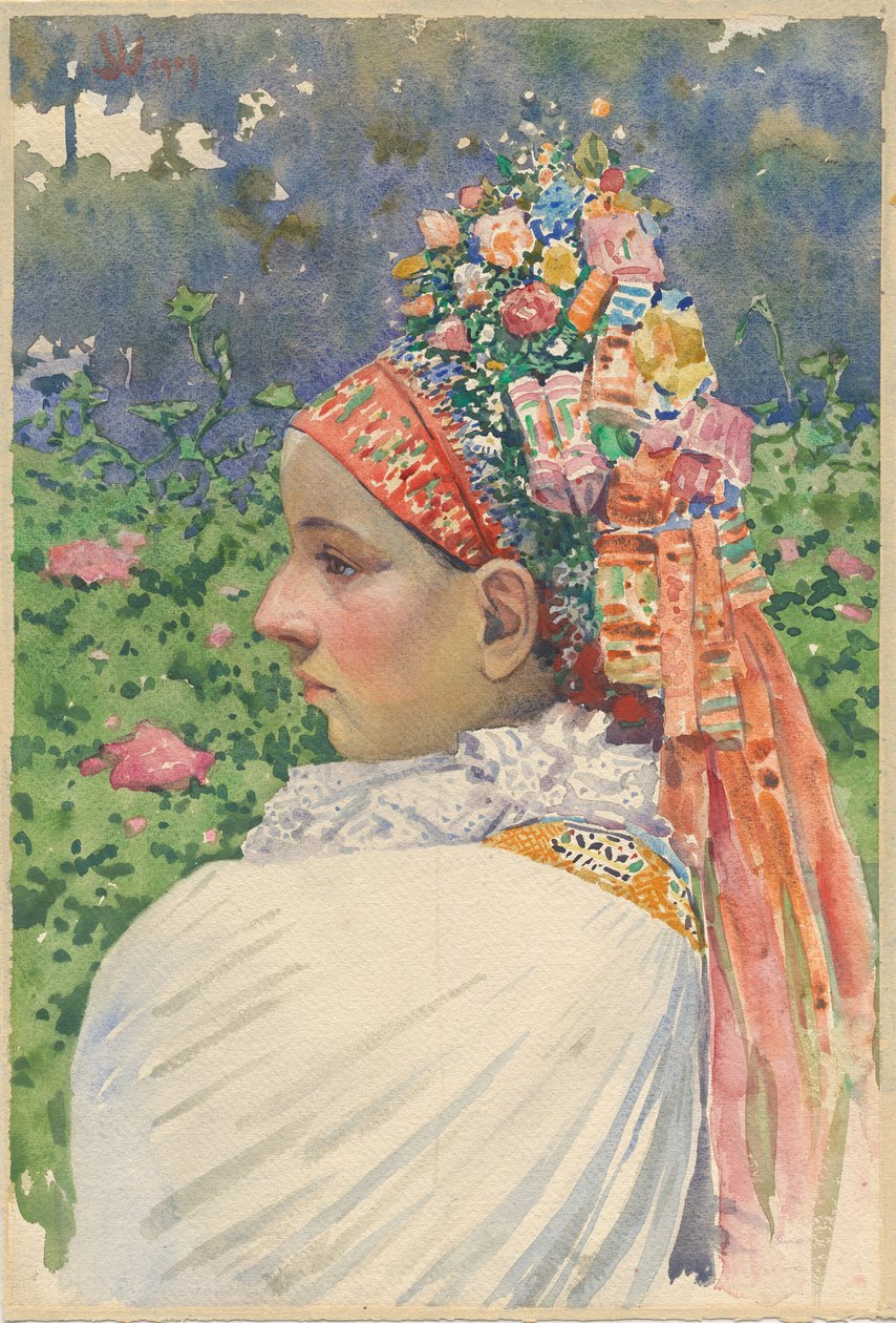 Slovakisk Brudepar Uprka, Joza (1861-1940). Olie på lærred, størrelse: 54,8x37 af Joža Uprka