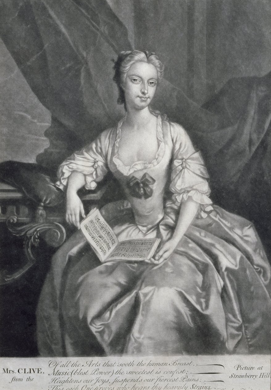 Portræt af Kitty Clive (1711-85), skuespillerinde og sangerinde, indgraveret af Alexander van Haecken (1701-58) af Jozef van Aken