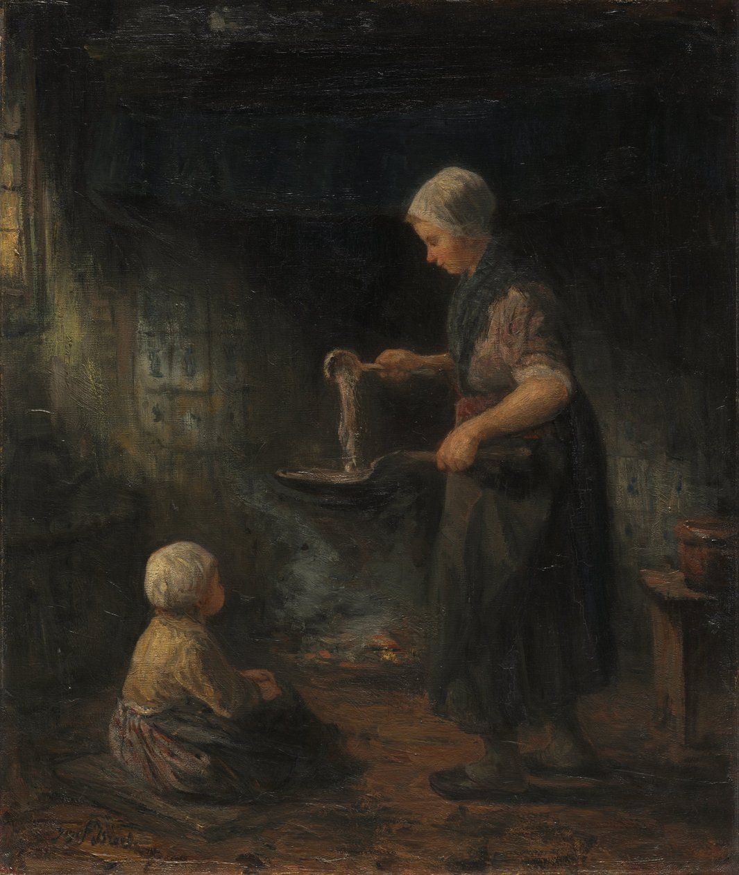 Pandekagerne, ca. 1875 (olie på stof) af Jozef (1824 1911) Israels