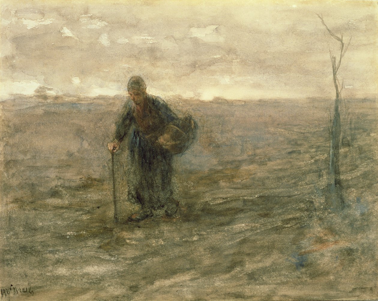 Gammel kvinde på heden af Jozef Israëls