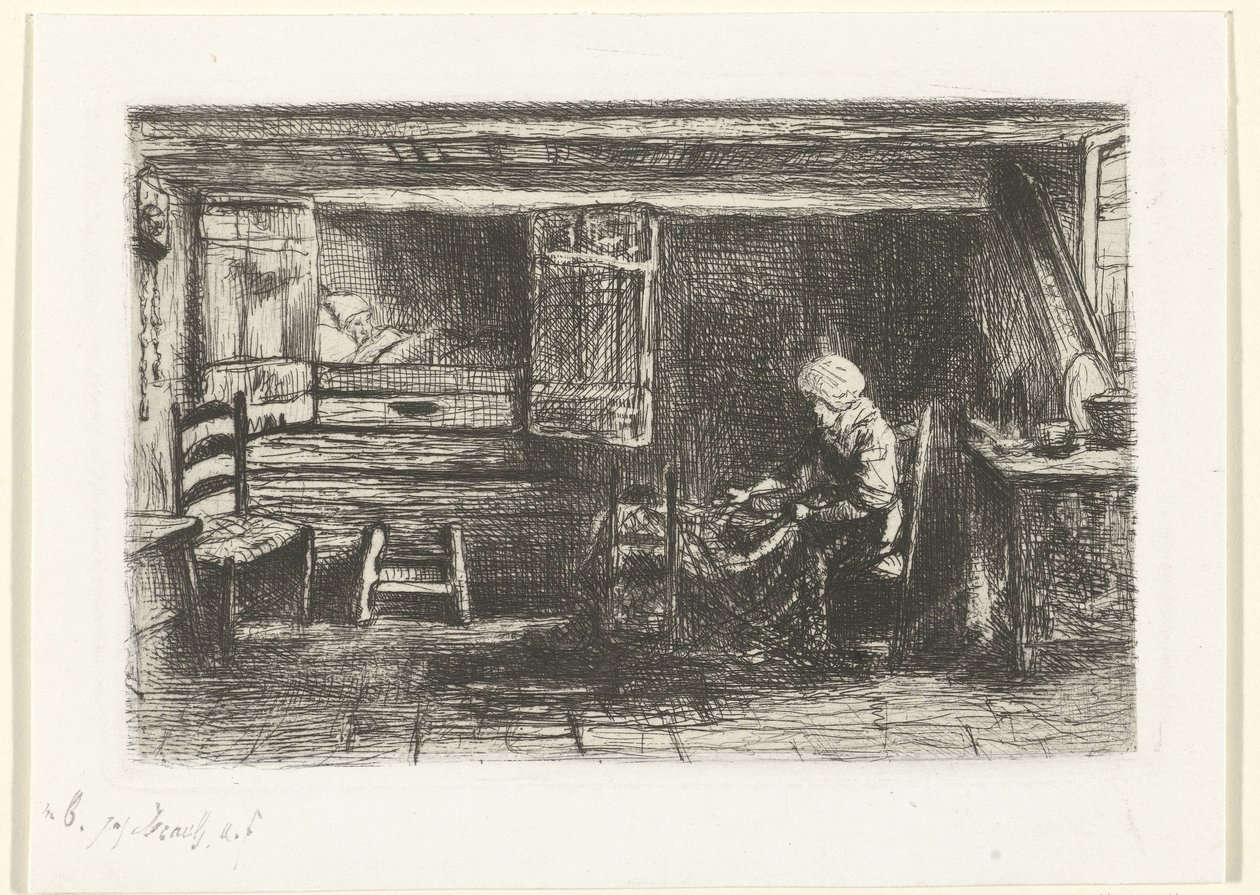 To figurer i et interiør af Jozef Israëls