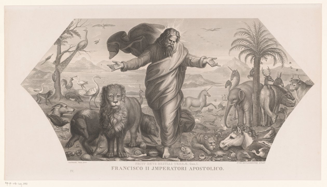 Skabelsen af ​​dyrene Fecit deus bestias terrae (titel på objekt) Oprettelse (serietitel) af Jozef Karel De Meulemeester