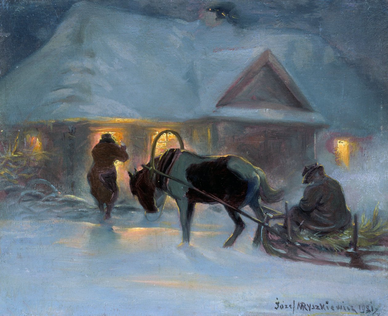 Vinteraften foran et landsted, 1921, af Jozef Ryszkiewicz