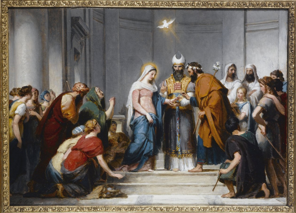 Jomfruens bryllup. Studie til kompositionen af kirken Notre-Dame-de-Lorette, ca. 1833 (olie på lærred) af Jérôme Martin Langlois