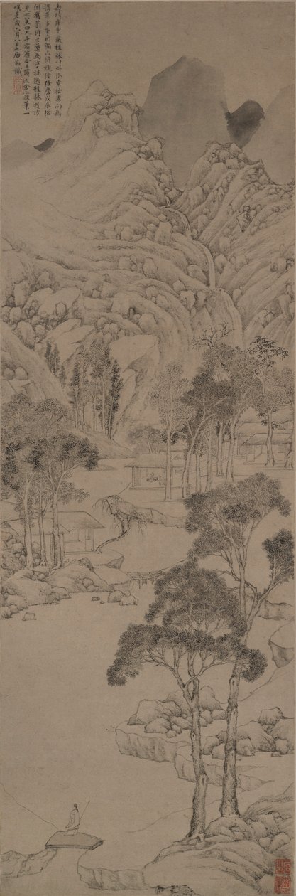 Landskab i stil med Wen Zhengming af Ju Jie