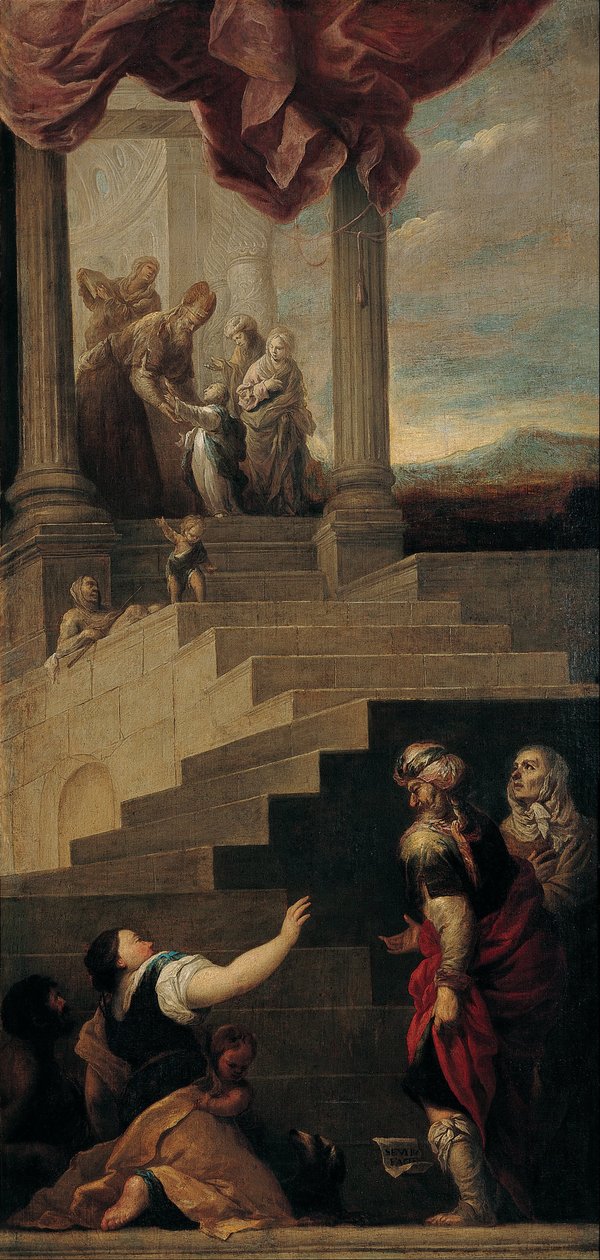 Introduktion af jomfruen i templet af Juan de Sevilla
