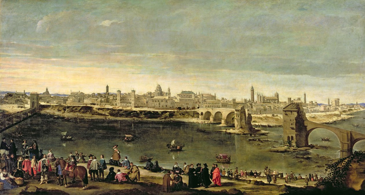 Udsigt over byen Zaragoza af Juan Bautista Martinez Del Mazo