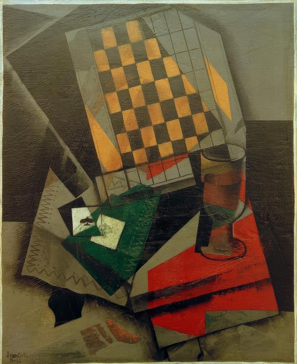 Skakterk og spillekort af Juan Gris