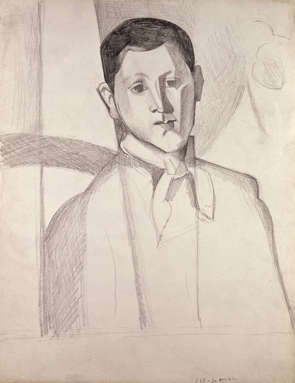 Portræt efter Cezanne (kridt på papir) af Juan Gris