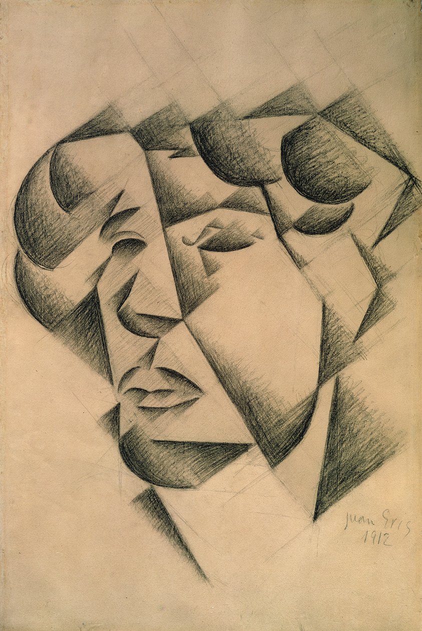 Selvportræt, 1912 (trækul på papir) af Juan Gris
