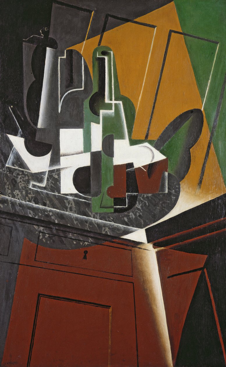 Skænken, 1917 (olie på krydsfiner) af Juan Gris