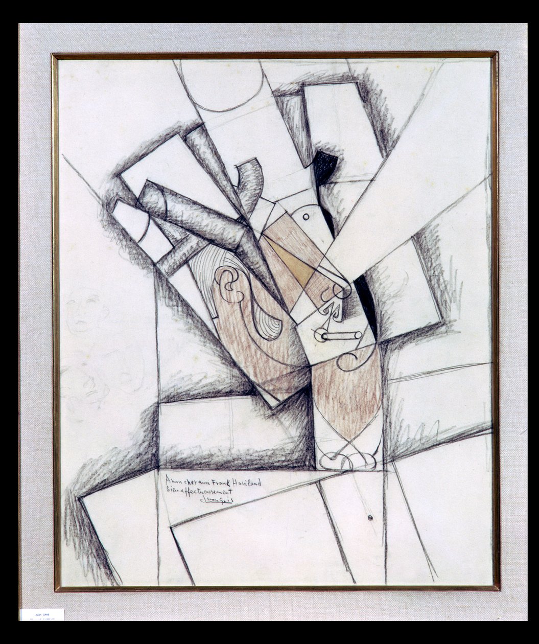 The Smoker, 1912 (kul og rødt kridt på papir) af Juan Gris