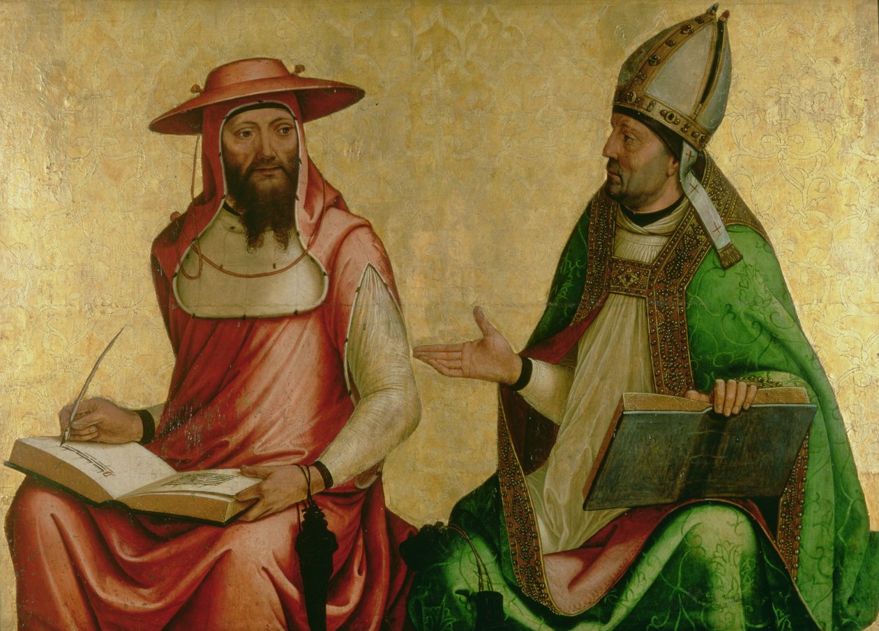 Skt. Jerome og Skt. Ambrosius, ca. 1510 (tempera og guld på panel) af Juan de Borgoña