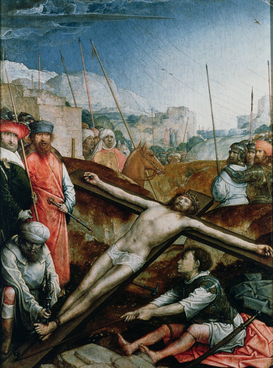 Kristus rejst på korset, 1496-1504 (panel) af Juan de Flandes