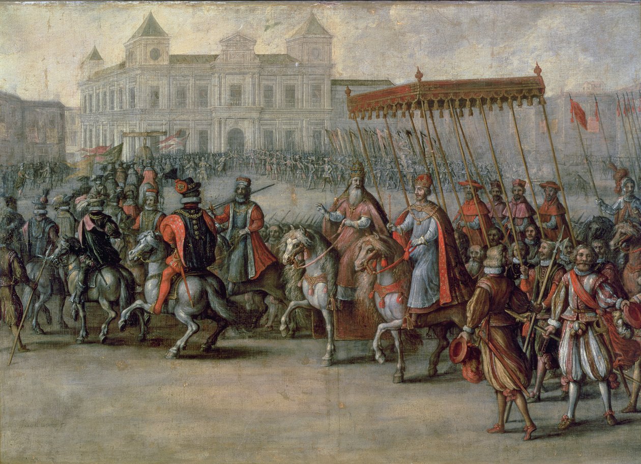 Karl Vs (1500-58) indtog i Bologna for hans kroning af Juan de la Corte