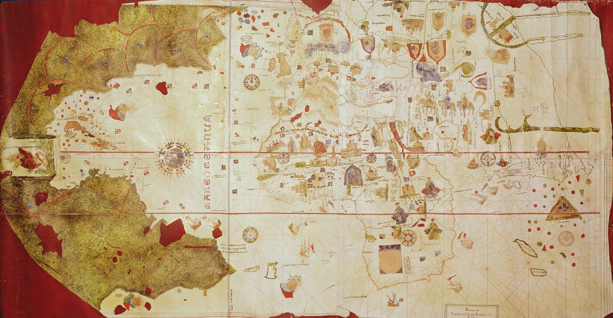 Mappa Mundi, 1502 (gouache og pen og blæk på papir) af Juan de la Cosa
