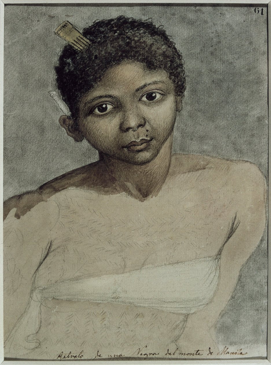 Portræt af en sort kvinde fra Montagned of Manila, lavet under ekspeditionen til Filippinerne i Malaspina med Corvettes ATREVIDA og Descubierta af Juan Ravenet