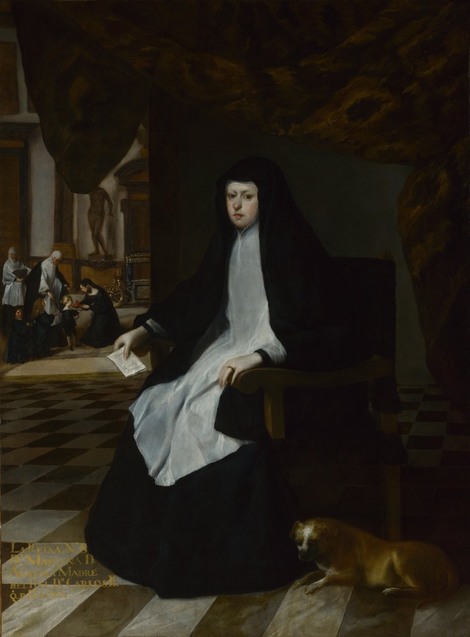 Dronning Mariana af Spanien i sorg, 1666 af Juan Bautista Martinez Del Mazo